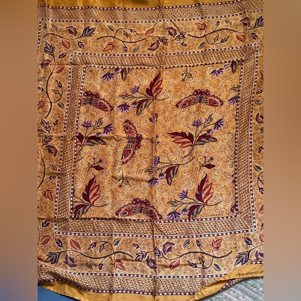 Vintage For You from Spiegel Large Square Scarf 41” Gold Purple Butterflies